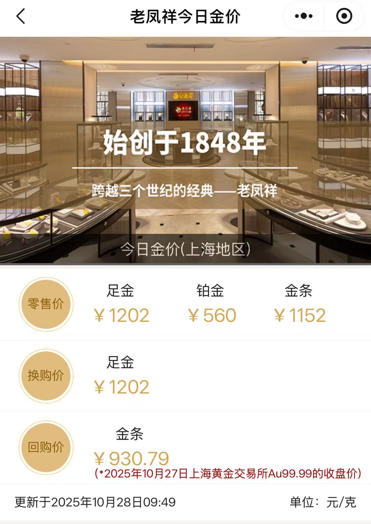 多品牌金饰克价跌破1200元,机构称“黄金长期利好逻辑仍在”